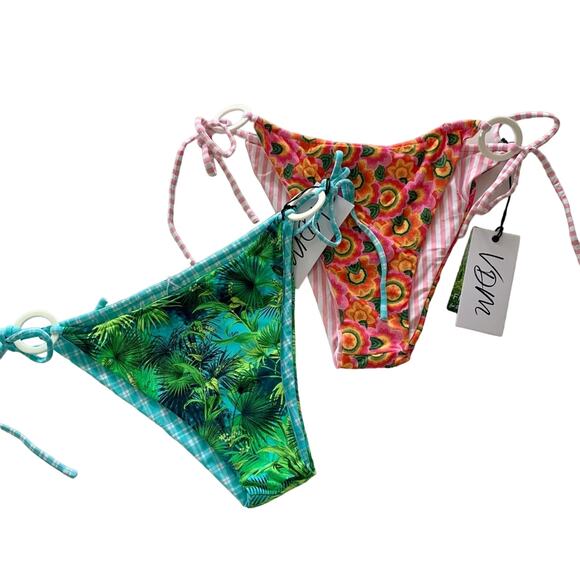 VDM Revolve Multicolor Reversible Swim Adjustable String Bikini Bottoms Bundle - Picture 13 of 13